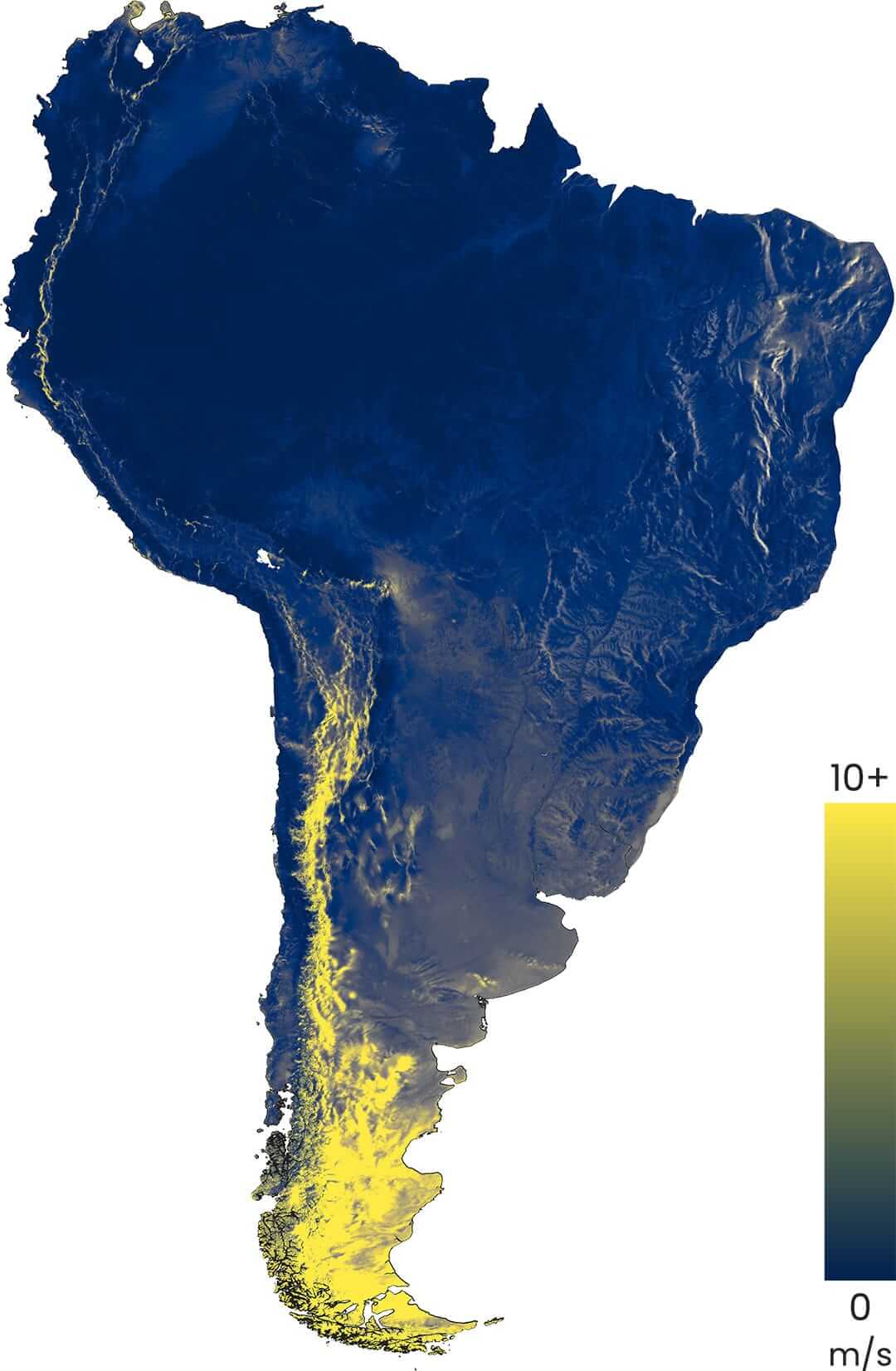 Fig. 1 — Global Wind Atlas: capacidades eólicas de Sudamérica